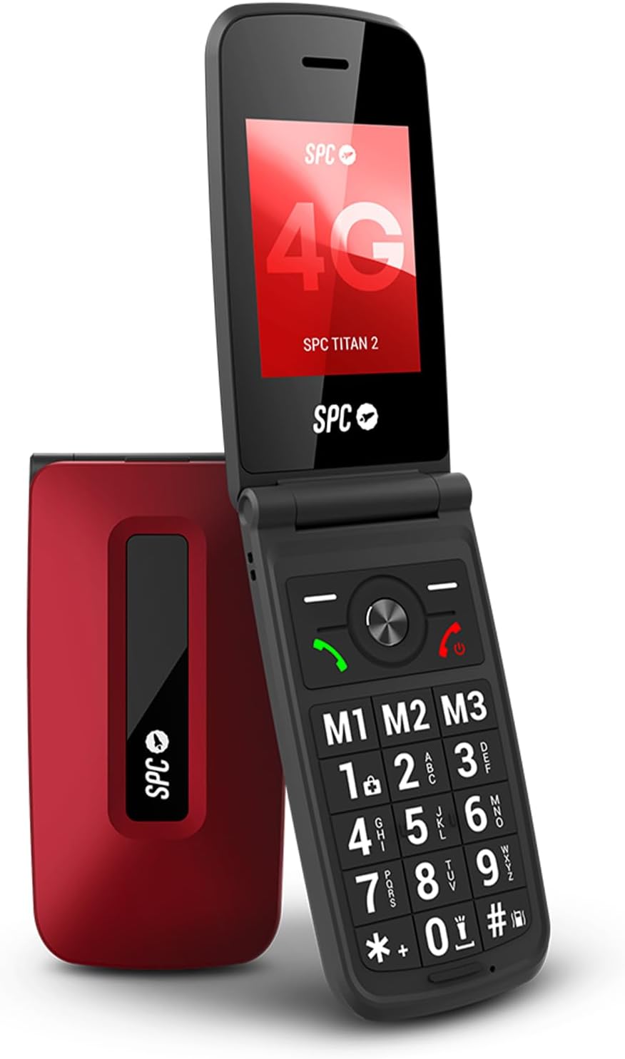 SPC Titan 2 - Teléfono móvil de Tapa para Mayores 4G - Rojo