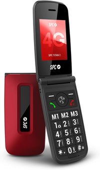 SPC Titan 2 - Teléfono móvil de Tapa para Mayores 4G - Rojo