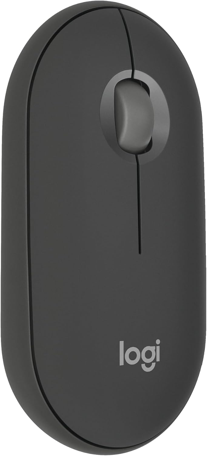 Logitech Pebble Mouse 2 M350s, estilizado ratón inalámbrico Bluetooth, Ligero, Personalizable, clics discretos, Easy-Switch, Windows, macOS, iPadOS, Android, ChromeOS - Grafito