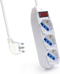 Multipresa a 3 Posti, Ciabatta Elettrica con 3 Prese Schuko/Tedesche e Italiane 10A/16A - Spina Italiana 10A - Potenza 250V/2500W - Cavo da 1,5 Metri, Prese Angolate a 45°