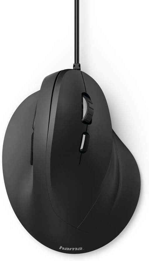 Hama EMW-500 Souris Verticale Ergonomique Filaire - USB A, Capteur 1800 dpi, Droitier/e - Noire