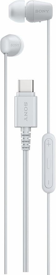 Sony IER-EX15C avec Micro – Écouteurs filaires USB-C pour Android, iPhone, Ordinateur Portable et PC – Câble Anti-enchevêtrement – Parfaits pour Les Voyages et Une Utilisation Quotidienne – Blanc