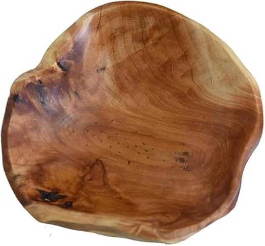 Frutero de madera natural, cuenco para ensalada, cuenco decorativo hecho a mano, irregular, creativo, fruta, cuenco decorativo para frutas, ensaladas, aperitivos, llaves (20 – 24 cm)