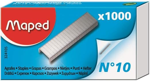 Maped - Material de Oficina - Grapas nº 10 en Caja Compacta - 1000 Unidades - Sistema para Comprobar Compatibilidad con Grapadora - Resultados Profesionales