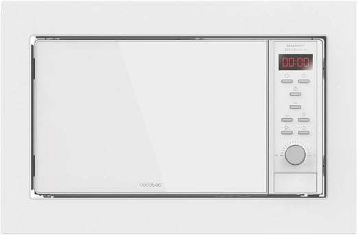 Cecotec Microondas encastrable Digital GrandHeat 2350 Built-In White. 900W, Integrable, 23 Litros, Grill, 9 Funciones preconfiguradas, Quick Start, Temporizador