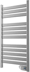 Cecotec Radiador Toallero Eléctrico Bajo Consumo Ready Warm 9050 Twin Towel INOX. Seca Toallas de 500 W, IP24 2 Modos, Temporizador, Pantalla LED, Kit de instalación, Gris Oscuro