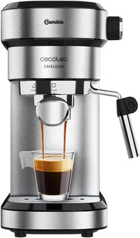 Cecotec Cafetera Express Cafelizzia 790 Steel para Espressos y Cappuccinos. 1350 W, Brazo portafiltros con Doble Salida y Dos filtros, 20 Bares de Presión, Depósito Extraíble de 1,2L, Acero