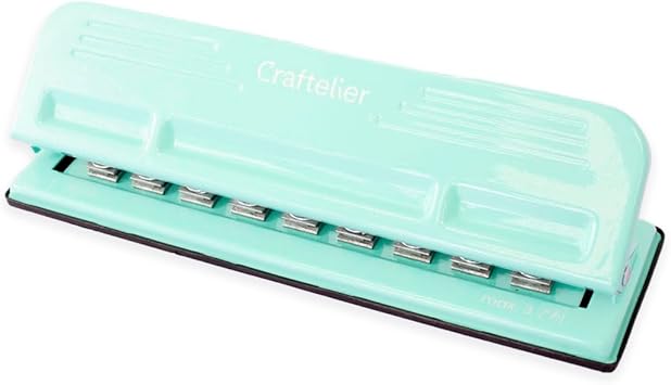 Craftelier - Perforadora de 9 Agujeros para Planners, Agendas o Cuadernos de Disco para Scrapbooking y Manualidades | Capacidad de Perforación para 3 Papeles de 90 g/m2 | Tamaño Aprox. 29 x 9 x 5 cm