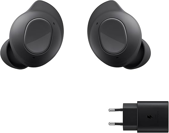 Samsung Galaxy Buds FE + Cargador - Auriculares Inalámbricos, Cancelación de Ruido Activa, Ajuste Cómodo, 3 Micrófonos, Control Táctil, Bajos Graves, Gris (Versión Española)