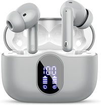 Auriculares Inalámbricos, Bluetooth 5.3 con HD Micrófono HiFi Estéreo Pantalla LED, Reducción de Ruido, 13 mm Controlador dinámico, IP7 Impermeable 36H Cascos Inalambricos