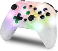 NK Mando Switch Inalámbrico - LED RGB Ajustable, Switch/PC/Android/iOS, Función Turbo, Ajustes Macro, Bluetooth, 6 ejes, 4 Modos de Vibración - Color Blanco (Incluye Soporte Smartphone)