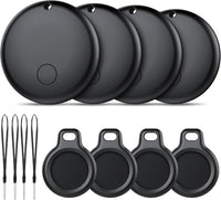 Android Smart Tag, Tracker Compatible con Google Find Hub App (Sólo Android), Localizador Bluetooth, Rastreador para Llaves, Cartera, Equipaje, Impermeable IP68, 4 Negro Elegante