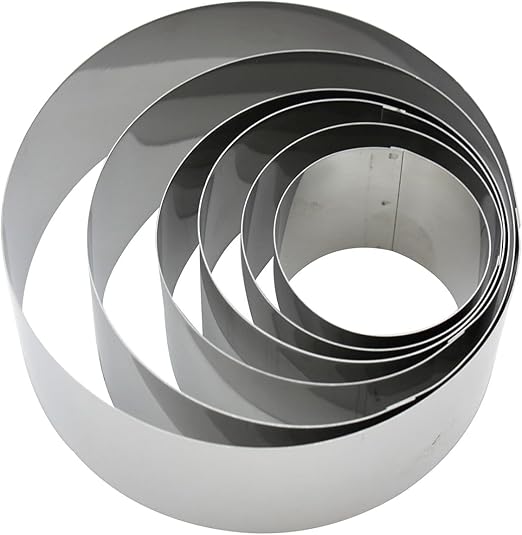 Fackelmann 6 Aros de Cocina, Moldes para Emplatar y dar forma a los alimentos, Diferentes tamaños, Acero Inoxidable, Color Gris, 5-6-7-8-10-12 x 4.5 cm, 6 Uds