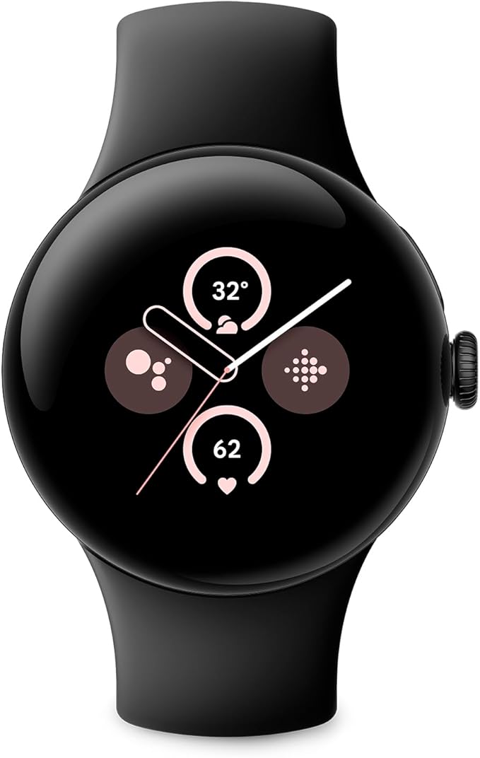 Google Pixel Watch 2 con Fitbit y Google - Control de frecuencia cardiaca, gestión del estrés y seguridad - Smartwatch Android - Caja de aluminio en negro mate - Correa deportiva en obsidiana - Wi-Fi