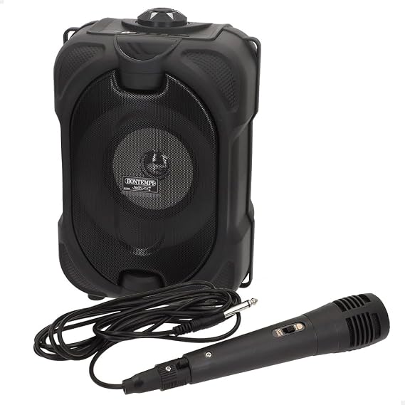 COLORBABY Altavoz Karaoke inalámbrico, 80W de Potencia, Luces RGB, Micrófono Incluido, Función TWS estéreo, USB, microSD, Radio, Batería Recargable, Portátil, para Fiestas y Eventos (47893)