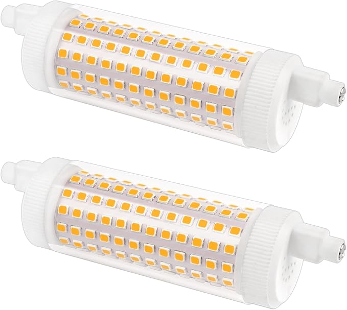 R7S 118mm LED Regulable 20W Luz Calida 3000K, 2500LM, AC 230V, Equivalente a Halógena J118 R7S 150W-200W, Luz de 360°, Bombillas LED R7S 118mm Regulable en Cerámica, pack de 2