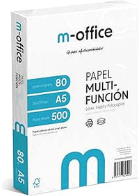 Confezione di fogli A5 80 g, confezione da 500 fogli, carta multifunzione per stampante inkjet e laser, fogli A5 148 x 210 mm, ideali per l'ufficio e la casa · m-office (500 fogli)