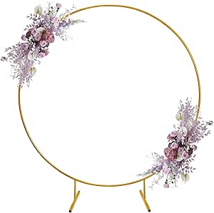 CZCPARY Kit de arco de globo redondo, soporte de anillo de globo de 2,2 m, marco de anillo de globo de metal dorado, decoración de fiesta de cumpleaños, decoración de fondo de boda, decoración de