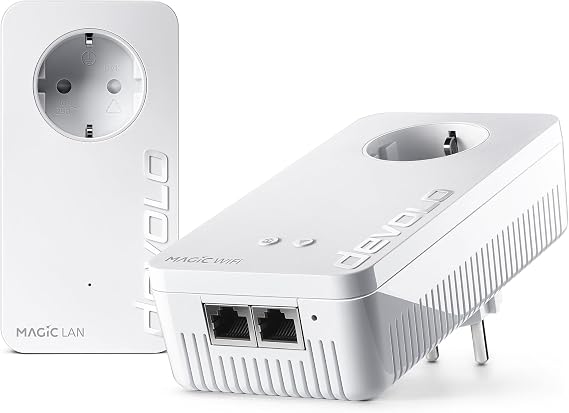 devolo Magic 2 WiFi 6 Next Starter Kit, Adaptador WiFi Powerline, hasta 3.000 Mbps, Toma Mesh WiFi, 2X conexión Gigabit LAN, Punto de Acceso, Blanco