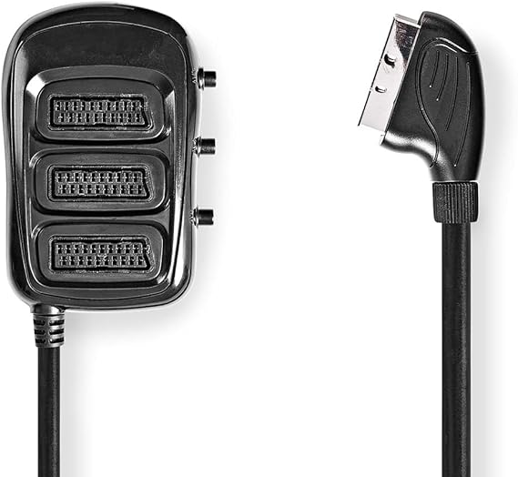 SCART-Schaltbox - SCART Stecker - 3X SCART Buchse - Vernickelt - Maximale Auflösung: 800x480 - 0.50 m - Rund - PVC - Schwarz - Box