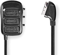 SCART-Schaltbox - SCART Stecker - 3X SCART Buchse - Vernickelt - Maximale Auflösung: 800x480 - 0.50 m - Rund - PVC - Schwarz - Box