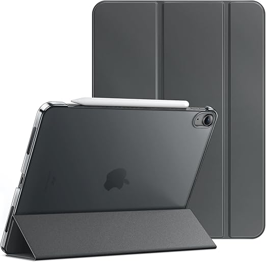 JETech Funda para iPad Air 11 Pulgadas M3/M2 (2025/2024), iPad Air 5.a/4.a (2022/2020 Modelo, 10,9 Pulgadas), Soporte Delgado con Respaldo Rígido Carcasa con Auto-Sueño/Estela (Gris Espacial)