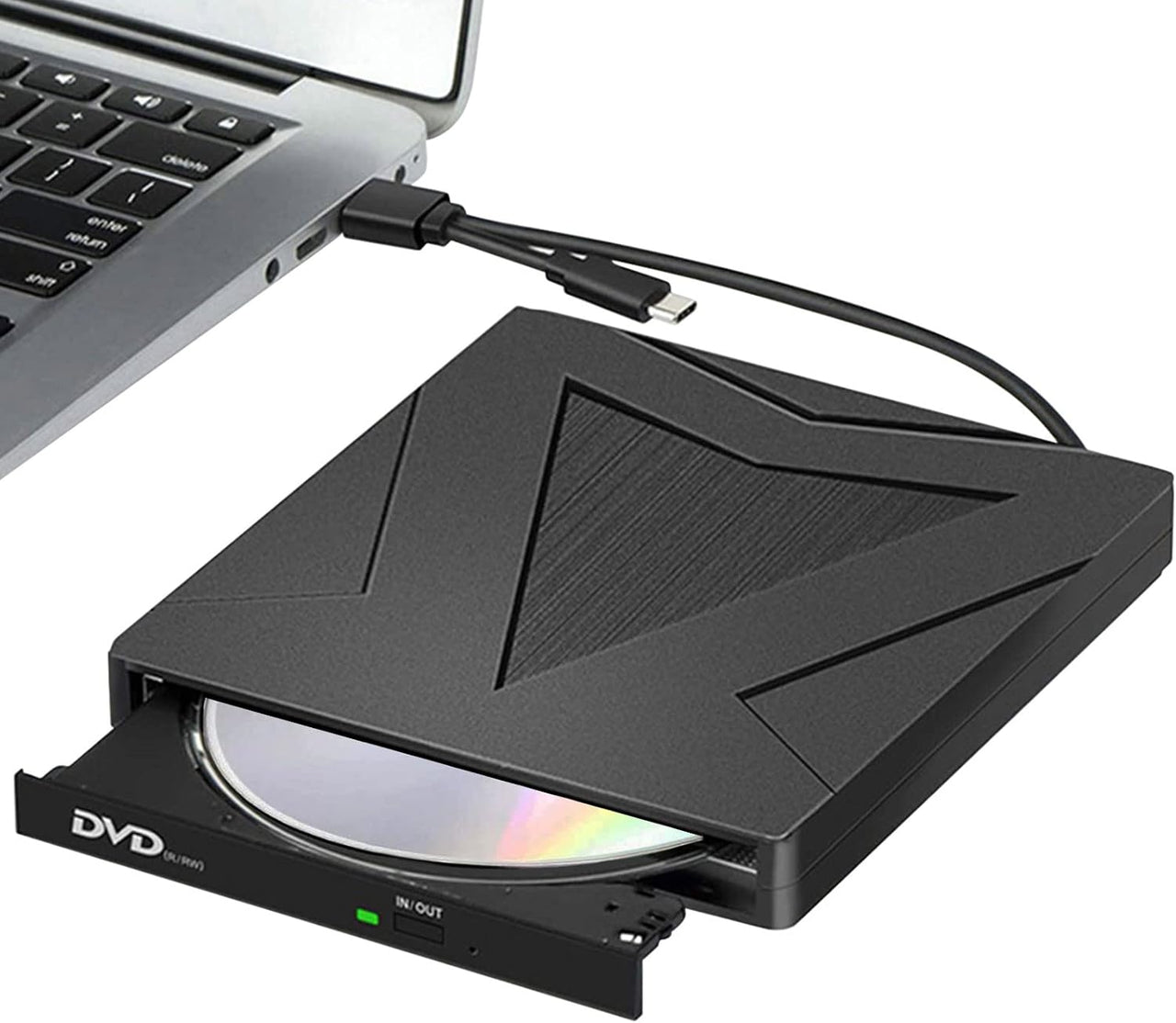 RUIZHI Unidades DVD/CD Externa, USB 3.0 y Type C portátil CD DVD +/- RW Grabadora de Reproductor Externo para PC Laptop Desktop MacBook, Compatible con Windows/7/8/10/XP/Linux/MacOS