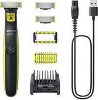 Philips OneBlade, Auténtica Recortadora de Barba y Corporal, Afeitadora Eléctrica Hombre, Depilación masculina, 3 Cuchillas, 5 Longitudes, Kit para Cuerpo, En Seco y Húmedo, Recargable, QP2824/30