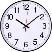 Office Products Wanduhr Kunststoff / 30 cm negro/Arabische Ziffern Wand-Uhr/Quartz Lautlos Wanduhren, para Schule, Büro, Wohnzimmer, Küche/Analog Modern, Rund Dekorative