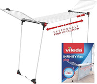 Vileda Infinity Flex | Tendedero Grande | Estante telescópico Extensible | Tendedero ya montado | Alas Altas