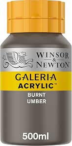 Winsor & Newton Galería Pintura Acrílica, Marrón (Burnt Umber), 500 ml, 500