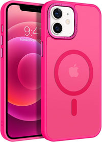 GaoBao Funda Magnética para iPhone11, [Compatible con MagSafe] Carcasa Protectora Delgada Mate Translúcida Carcasa Resistente a los Golpes Funda para iPhone11, Rosa Vivo