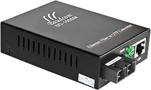 BAUDCOM Convertidor de medios a Fibra Gigabit Ethernet 10/100/1000M, transceptores SC monomodo integrados, RJ45 a 1000Base-LX (Dual Fiber, 20KM)