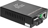 BAUDCOM Convertidor de medios a Fibra Gigabit Ethernet 10/100/1000M, transceptores SC monomodo integrados, RJ45 a 1000Base-LX (Dual Fiber, 20KM)