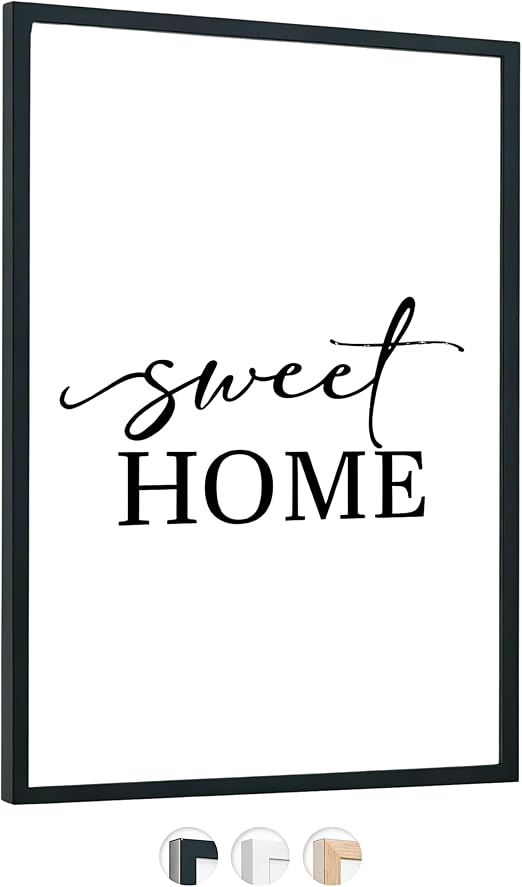 edihome, Marco 50x70 cm de Madera con Lámina Acrílica – Marco de Fotos para Póster, Diploma, Título y Certificados – Horizontal o Vertical (Negro - 50x70)