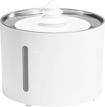 Amazon Basics - Fuente de Agua Potable para Gatos de Acero Inoxidable con 3 filtros, 3 L, Blanco