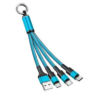 3 en 1 Multi USB Cable de Carga 15cm, cable de carga rápida USB corto con conector iP/Micro/USB tipo C para teléfonos celulares, tabletas y más (azul)