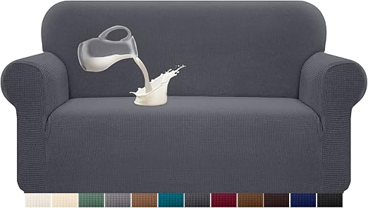 Granbest Funda de sofá elástica en Jacquard de Spandex con Espuma Antideslizante [1 Pieza] 2 plazas Gris