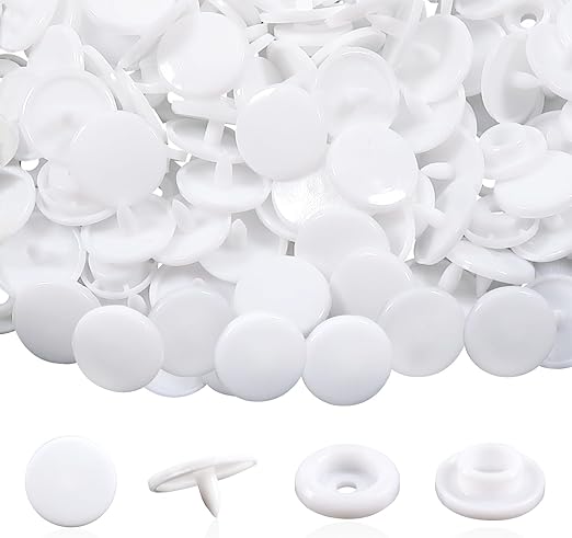 TOAOB 200 Set Corchetes de Presión 12 mm Botones de Presión Redondos de Blanco T5 Plástico Botón de Presión para Ropa DIY y Manualidades DIY Coser Artesanía