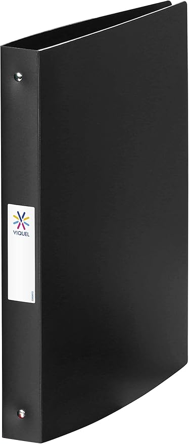 Viquel - Classeur souple A4 MAXI avec étiquette sur la tranche - 4 anneaux - Dos 3,5cm - Pour documents A4 - Noir