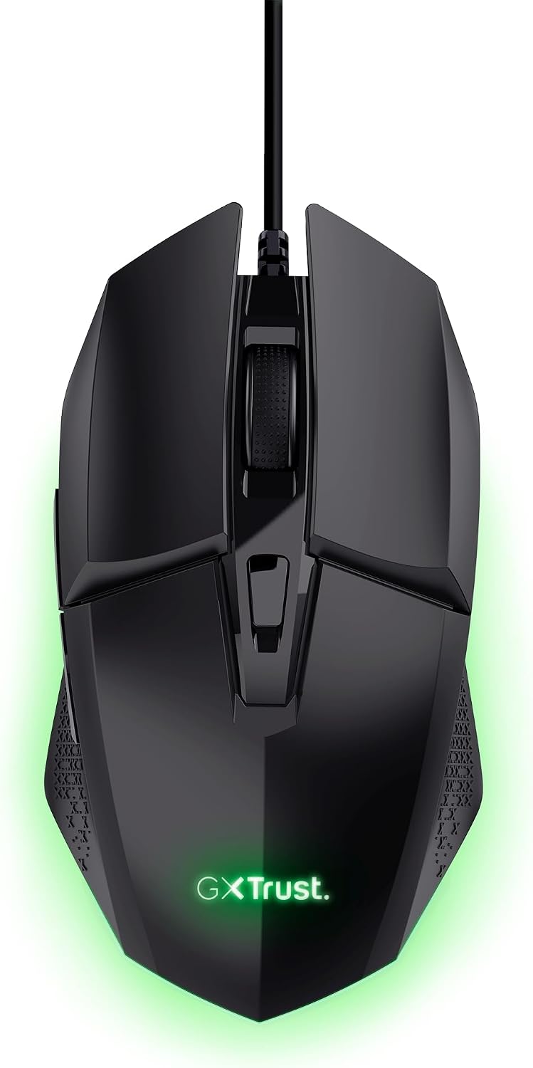 Trust Gaming GXT 109 Felox Gaming Maus mit 6 Programmierbare Tasten, Mehrfarbige LED-Beleuchtung, 200-6400 DPI, USB Kabel 150 cm, PC Maus mit Integrierte Software für Computer/Laptop - Schwarz