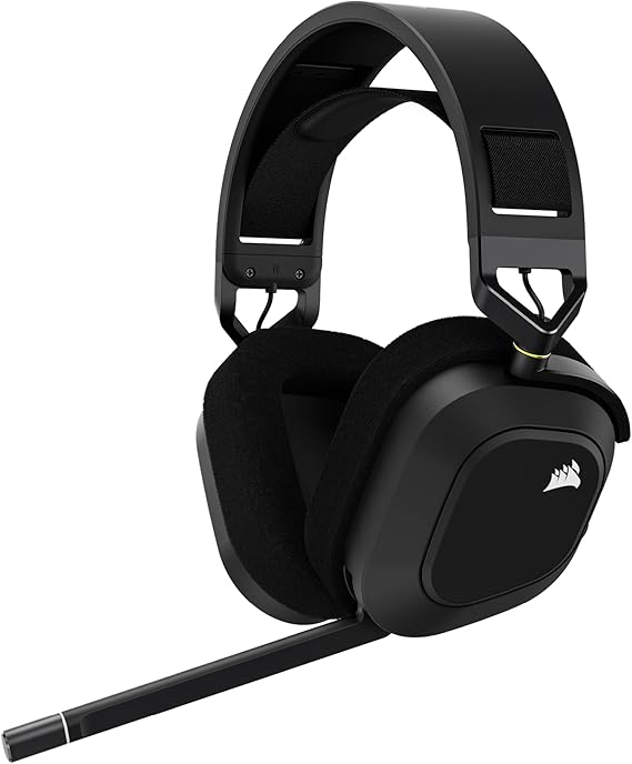 Corsair HS80 RGB Wireless Auriculares Inalámbricos para Juegos Multiplataforma RGB - Dolby Atmos - Micrófono Omnidireccional - Compatible con iCUE - PC, Mac, PS5, PS4 - Carbono
