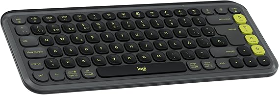 Logitech Pop Icon Keys Teclado inalámbrico Bluetooth, Escritura cómoda, Teclas programables, Cambio fácil Entre hasta 3 Dispositivos, para portátil, Tablet, PC, Disposición QWERTY Español - Grafito