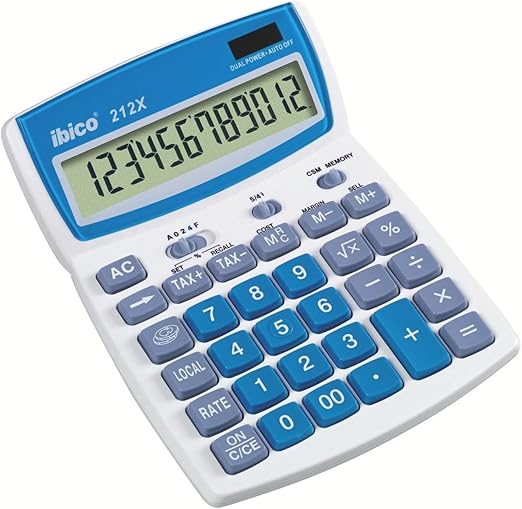 REXEL IB410086 - Calculadora de sobremesa IBICO 212 X color blanco/azul