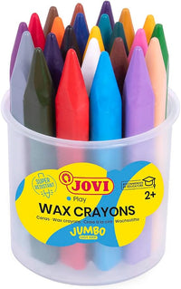 Jovi - Ceras triangulares Jumbo, bote de 24 ceras surtidas multicolor, super resistentes, no manchan (975)