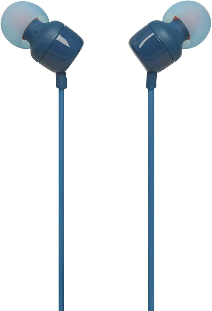 JBL Tune 110 – In-Ear Kopfhörer mit verwicklungsfreiem Flachbandkabel und Mikrofon in Blau – Für grenzenlosen Musikgenuss mit der Pure Bass Sound Technologie