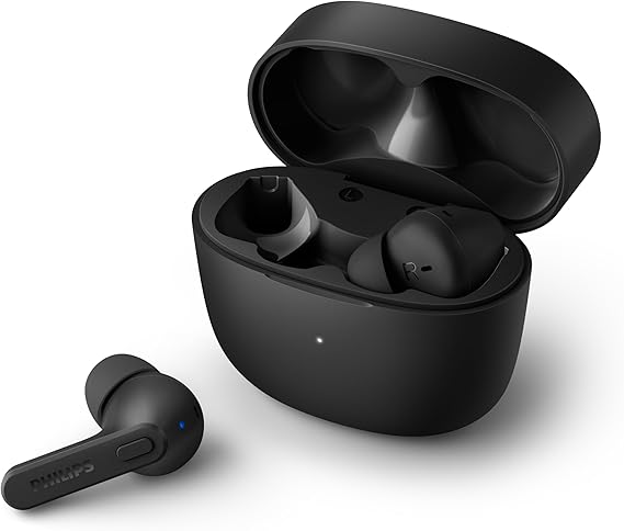 PHILIPS TAT2206BK/00 Auriculares Bluetooth con Micrófono/Resistentes a Salpicaduras y Sudor, 18h de Reproducción, Ajuste Cómodo/Auriculares Inalámbricos/Earbuds, Negro