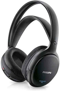 PHILIPS SHC5200/10 HiFi Kopfhörer Kabellos Over-Ear (32-mm-Lautsprechertreiber, Kabellose UKW-Übertragung, Selbstregulierender Bügel, Leichtes Design, Wiederaufladbar) Schwarz