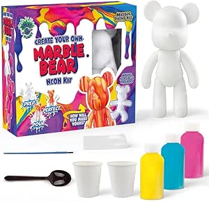Kit de Arte Fluido de Oso de Mármol de Splat Planet – Juego de Pintura Acrílica para Verter para Niños y Adultos | Kit de Arte y Manualidades para Goteo y Regalo Creativo | Pinta tu propio Oso con
