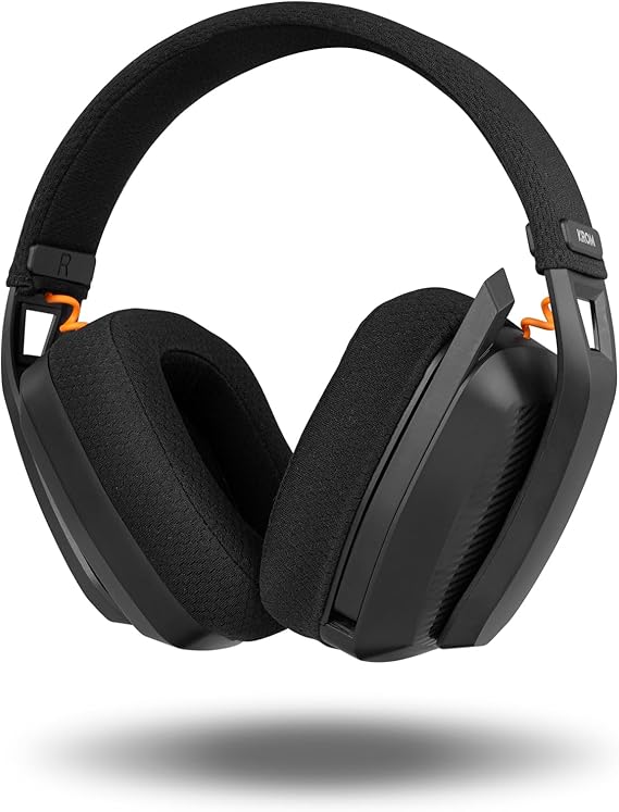 KROM KANJI – Auriculares Gaming Inalámbricos con Conexión Bluetooth 5.3, 2.4 GHz y USB, Drivers 40 mm, Micrófono Omnidireccional, Control Volumen, Mute en Auricular, Diadema Ajustable y Ligera – Negro